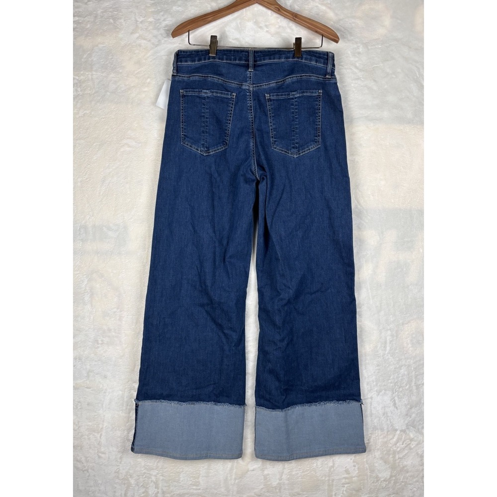 KUT Margo Womens 12 Cuffed Pintuck Wide Leg Jeans High Rise Patchwork 70's Style - Picture 11 of 16